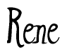 The image is a stylized text or script that reads 'Rene' in a cursive or calligraphic font.
