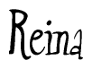 The image contains the word 'Reina' written in a cursive, stylized font.