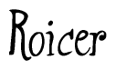 The image contains the word 'Roicer' written in a cursive, stylized font.