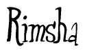 The image is a stylized text or script that reads 'Rimsha' in a cursive or calligraphic font.