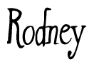 The image contains the word 'Rodney' written in a cursive, stylized font.