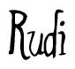 The image is a stylized text or script that reads 'Rudi' in a cursive or calligraphic font.