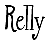 The image is of the word Relly stylized in a cursive script.