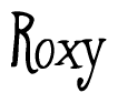 The image contains the word 'Roxy' written in a cursive, stylized font.