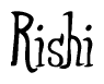 The image is of the word Rishi stylized in a cursive script.