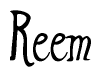 The image is of the word Reem stylized in a cursive script.