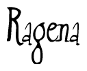 The image contains the word 'Ragena' written in a cursive, stylized font.