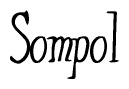 The image is of the word Sompol stylized in a cursive script.