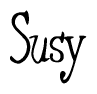 The image contains the word 'Susy' written in a cursive, stylized font.