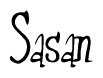 The image is a stylized text or script that reads 'Sasan' in a cursive or calligraphic font.