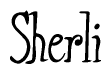 The image contains the word 'Sherli' written in a cursive, stylized font.