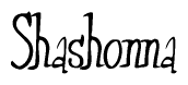 The image is a stylized text or script that reads 'Shashonna' in a cursive or calligraphic font.
