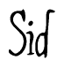 The image is a stylized text or script that reads 'Sid' in a cursive or calligraphic font.