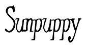 The image contains the word 'Sunpuppy' written in a cursive, stylized font.