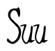The image is a stylized text or script that reads 'Suu' in a cursive or calligraphic font.