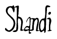 The image is a stylized text or script that reads 'Shandi' in a cursive or calligraphic font.
