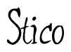 The image is a stylized text or script that reads 'Stico' in a cursive or calligraphic font.
