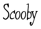 The image is of the word Scooby stylized in a cursive script.