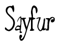The image contains the word 'Sayfur' written in a cursive, stylized font.