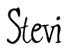 The image contains the word 'Stevi' written in a cursive, stylized font.