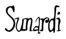 The image is of the word Sunardi stylized in a cursive script.