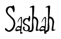 The image contains the word 'Sashah' written in a cursive, stylized font.