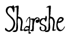 The image contains the word 'Sharshe' written in a cursive, stylized font.