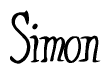 The image is a stylized text or script that reads 'Simon' in a cursive or calligraphic font.