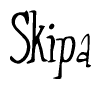 The image is of the word Skipa stylized in a cursive script.