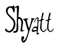 The image contains the word 'Shyatt' written in a cursive, stylized font.