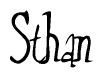 The image is a stylized text or script that reads 'Sthan' in a cursive or calligraphic font.