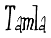 The image is of the word Tamla stylized in a cursive script.