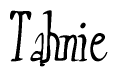 The image is a stylized text or script that reads 'Tahnie' in a cursive or calligraphic font.