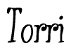 The image is of the word Torri stylized in a cursive script.