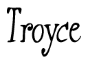 The image is of the word Troyce stylized in a cursive script.