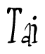 The image contains the word 'Tai' written in a cursive, stylized font.