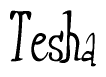 The image is of the word Tesha stylized in a cursive script.