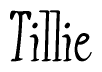 The image is a stylized text or script that reads 'Tillie' in a cursive or calligraphic font.