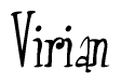 The image is of the word Virian stylized in a cursive script.