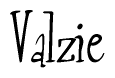 The image is a stylized text or script that reads 'Valzie' in a cursive or calligraphic font.