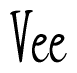 The image is a stylized text or script that reads 'Vee' in a cursive or calligraphic font.