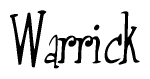 The image is a stylized text or script that reads 'Warrick' in a cursive or calligraphic font.
