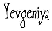 The image contains the word 'Yevgeniya' written in a cursive, stylized font.