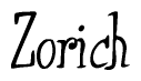 Cursive 'Zorich' Text