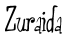 The image is of the word Zuraida stylized in a cursive script.