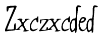 The image is a stylized text or script that reads 'Zxczxcded' in a cursive or calligraphic font.