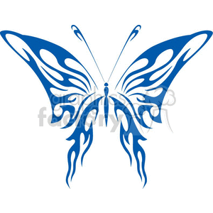 This image features a symmetrical tribal butterfly design suitable for vinyl decals or tattoos. It is a stylized representation of a butterfly with outstretched wings displaying intricate patterns that offer a visual balance and aesthetic appeal.