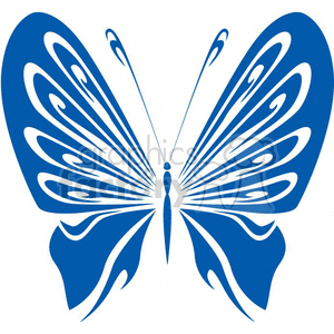 The image appears to be a symmetrical vector illustration of a tribal tattoo design in the shape of a butterfly. The design features stylized wings with intricate details that are evenly balanced on both sides, suggesting it's suitable for uses like vinyl decals or as inspiration for a tattoo.