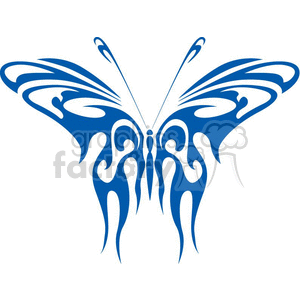 The image is a vector representation of a stylized, symmetrical butterfly. It features tribal tattoo-inspired designs with fluid and flowing shapes that create the overall form of the butterfly. The image appears to be designed for use as a vinyl decal or similar graphic application due to its clean lines and bold, solid colors, which are characteristics of 'vinyl-ready' graphics.