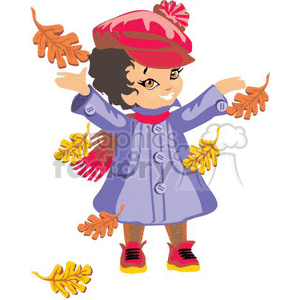 Child Enjoying Fall Leaves